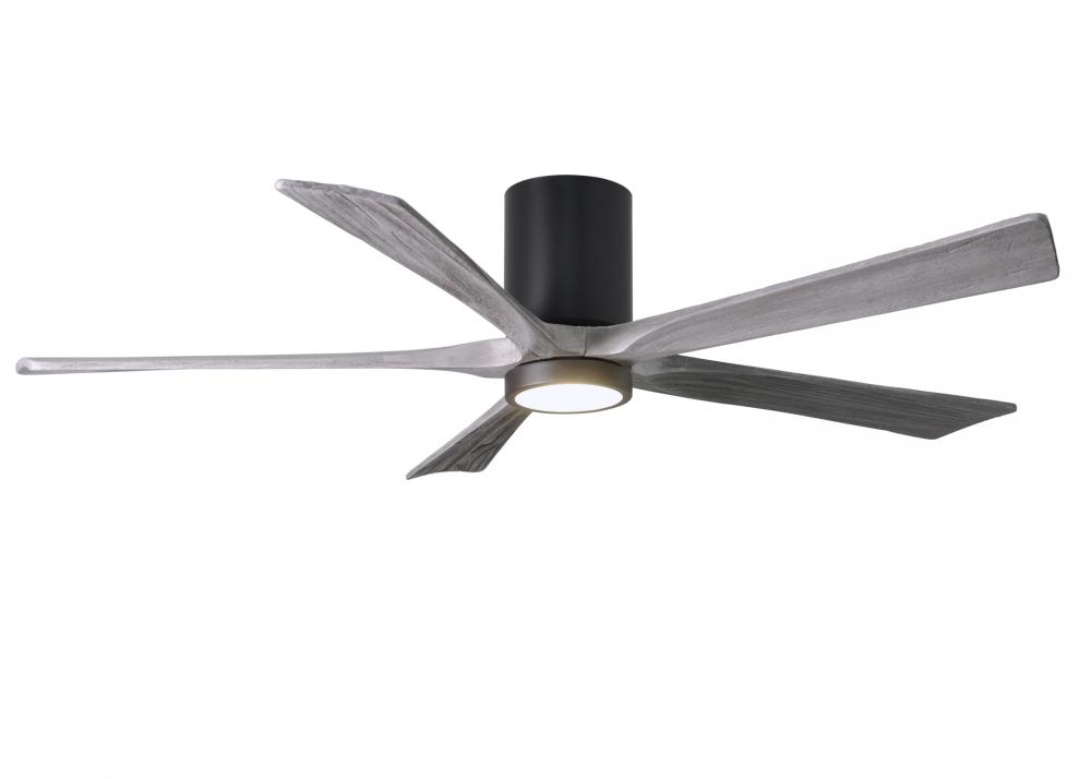 IR5HLK five-blade flush mount paddle fan in Matte Black finish with 60” solid barn wood tone bla