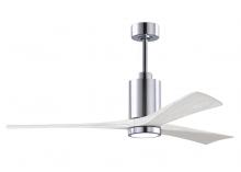  PA3-CR-MWH-60 - Patricia-3 three-blade ceiling fan in Polished Chrome finish with 60” solid matte white wood bla