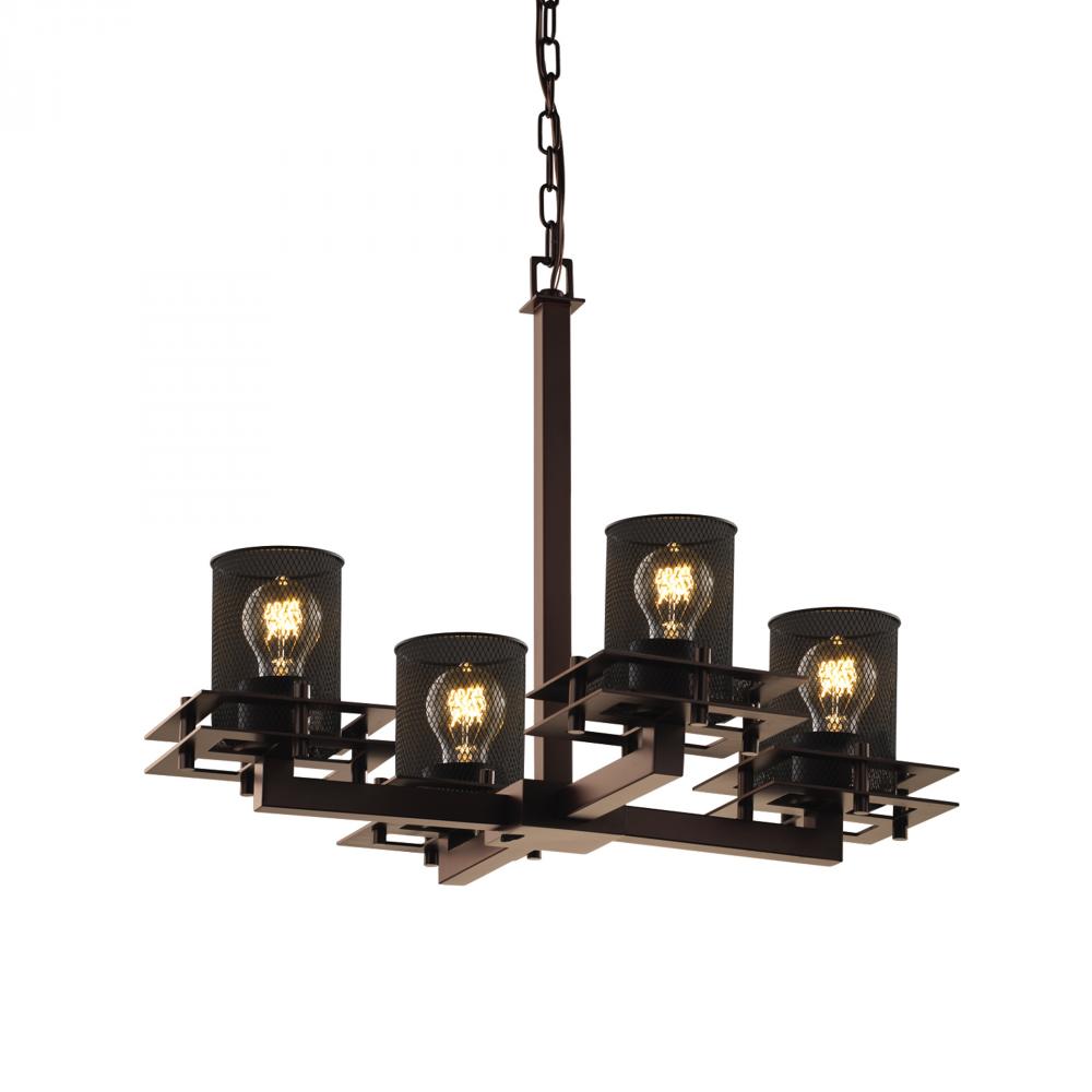 Metropolis 4-Light Chandelier - Uplight (2 Flat Bars)