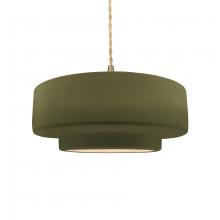  CER-6543-MGRN-BRSS-BEIG-TWST - Medium Tier 1-Light Pendant