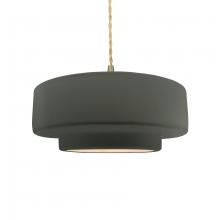  CER-6543-PWGN-BRSS-BEIG-TWST - Medium Tier 1-Light Pendant