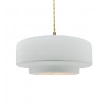  CER-6543-WHT-BRSS-BEIG-TWST - Medium Tier 1-Light Pendant