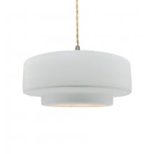  CER-6543-WHT-NCKL-BEIG-TWST - Medium Tier 1-Light Pendant