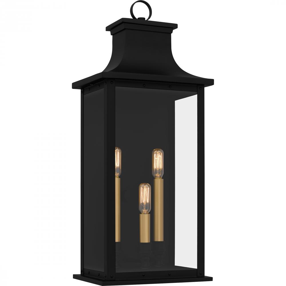 Abernathy 3-Light Matte Black Outdoor Wall Lantern