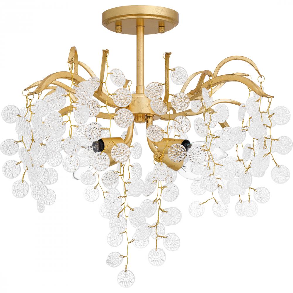 Maple 4-Light Gold Leaf Semi-Flush Mount