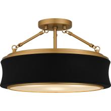  QSF6801MBK - Dylan 3-Light Matte Black Semi-Flush Mount