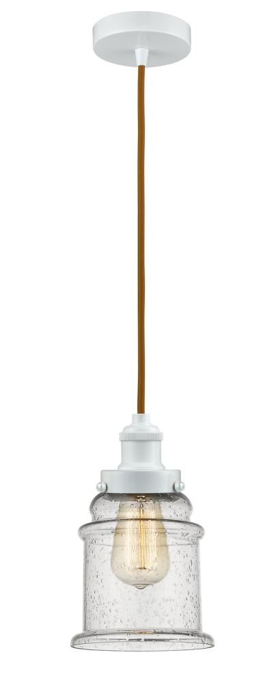 Edison - 1 Light - 8 inch - White - Cord hung - Mini Pendant