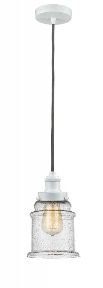 Edison - 1 Light - 8 inch - White - Cord hung - Mini Pendant