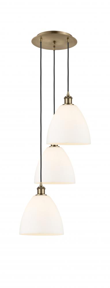 Bristol - 3 Light - 16 inch - Antique Brass - Cord Hung - Multi Pendant