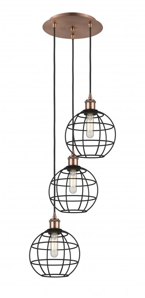 Lake Placid - 3 Light - 15 inch - Antique Copper - Cord Hung - Multi Pendant