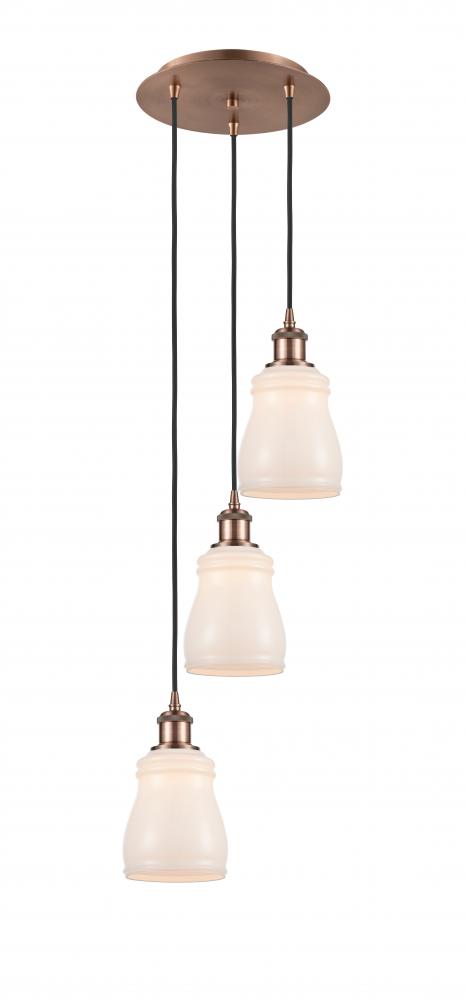 Ellery - 3 Light - 12 inch - Antique Copper - Cord Hung - Multi Pendant