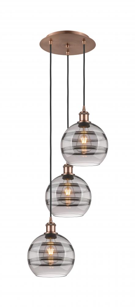 Rochester - 3 Light - 15 inch - Antique Copper - Cord hung - Multi Pendant