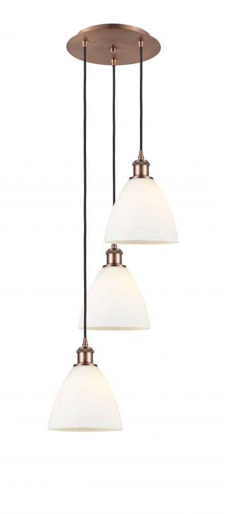 Bristol - 3 Light - 14 inch - Antique Copper - Cord Hung - Multi Pendant