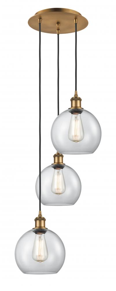 Athens - 3 Light - 15 inch - Brushed Brass - Cord Hung - Multi Pendant