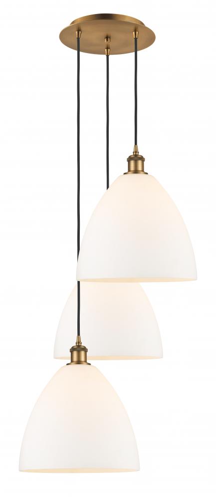 Bristol - 3 Light - 19 inch - Brushed Brass - Cord Hung - Multi Pendant