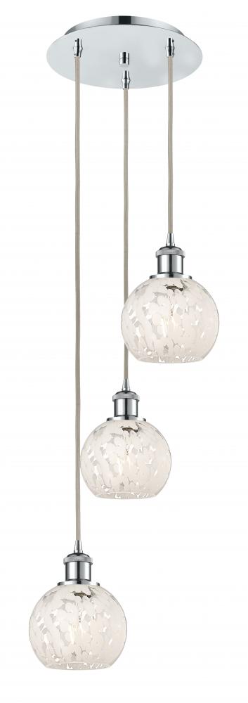 White Mouchette - 3 Light - 13 inch - Polished Chrome - Cord Hung - Multi Pendant