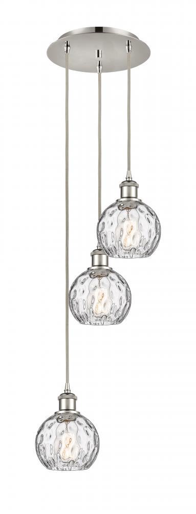 Athens Water Glass - 3 Light - 13 inch - Polished Nickel - Cord hung - Multi Pendant