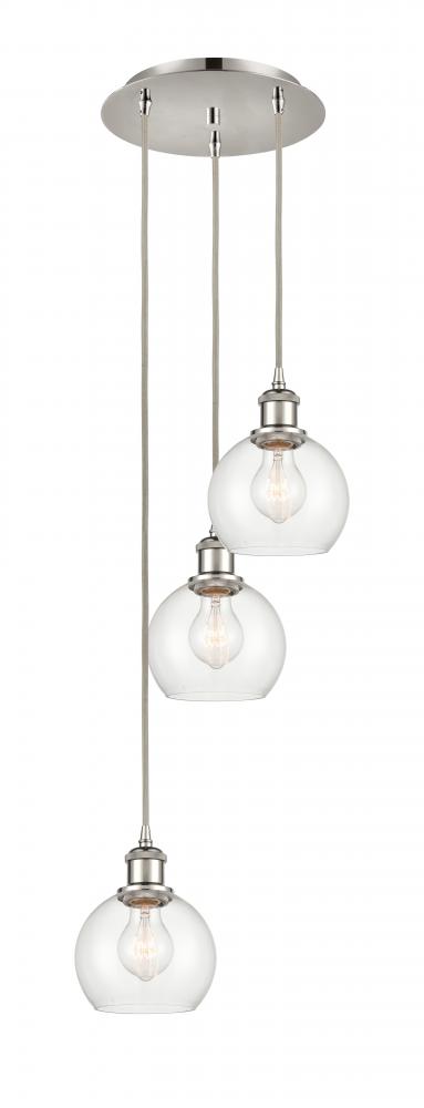 Athens - 3 Light - 12 inch - Polished Nickel - Cord Hung - Multi Pendant