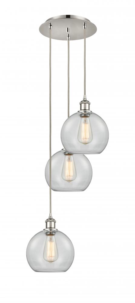 Athens - 3 Light - 15 inch - Polished Nickel - Cord Hung - Multi Pendant