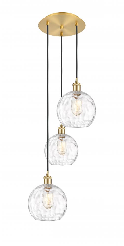 Athens Water Glass - 3 Light - 15 inch - Satin Gold - Cord hung - Multi Pendant