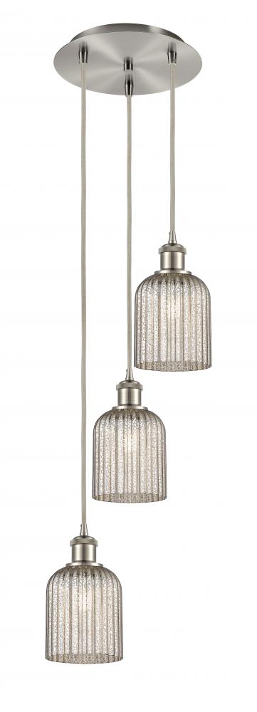 Bridal Veil - 3 Light - 12 inch - Brushed Satin Nickel - Cord Hung - Multi Pendant