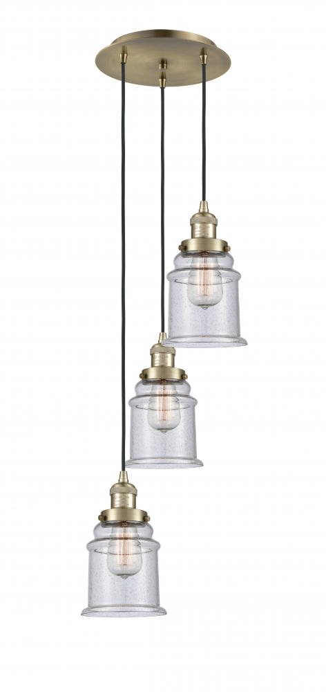 Canton - 3 Light - 13 inch - Antique Brass - Cord hung - Multi Pendant