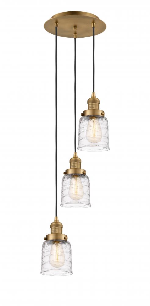 Bell - 3 Light - 12 inch - Brushed Brass - Cord hung - Multi Pendant