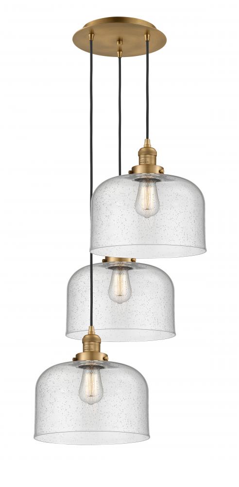 Cone - 3 Light - 18 inch - Brushed Brass - Cord hung - Multi Pendant