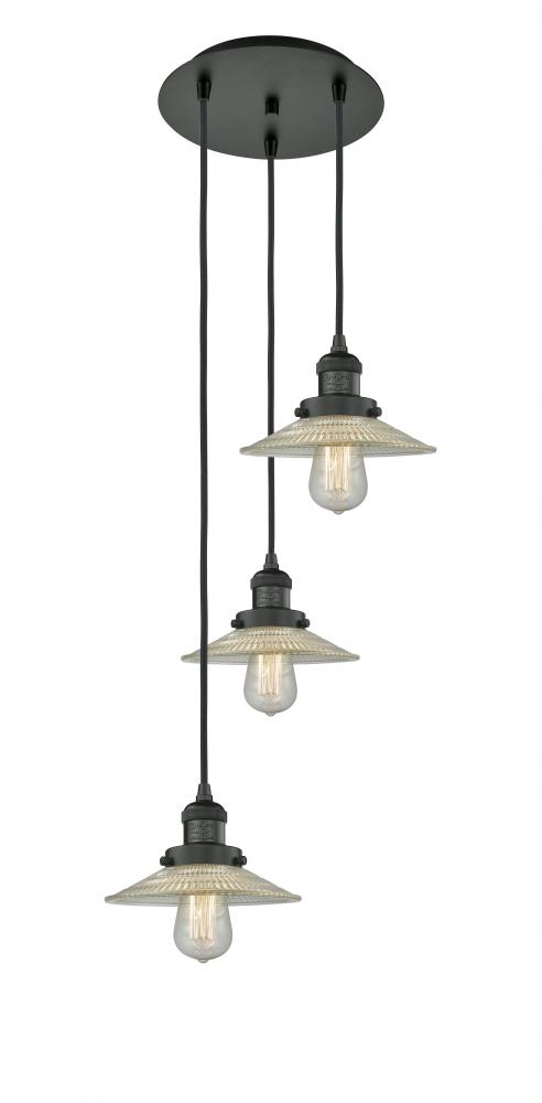 Halophane - 3 Light - 16 inch - Matte Black - Cord hung - Multi Pendant