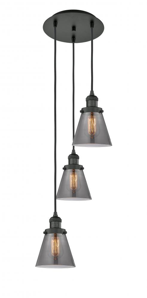 Cone - 3 Light - 13 inch - Matte Black - Cord hung - Multi Pendant