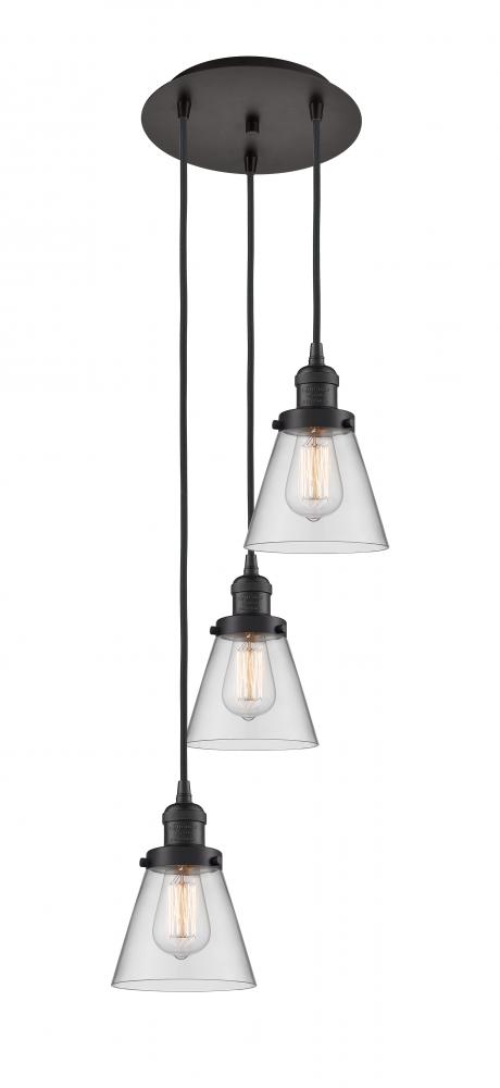 Cone - 3 Light - 13 inch - Oil Rubbed Bronze - Cord hung - Multi Pendant