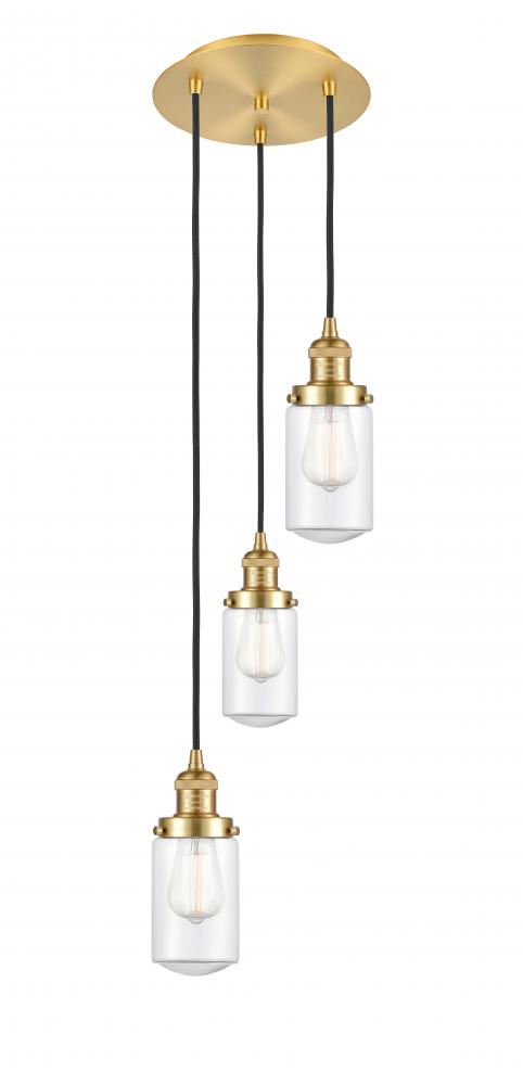 Dover - 3 Light - 11 inch - Satin Gold - Cord hung - Multi Pendant