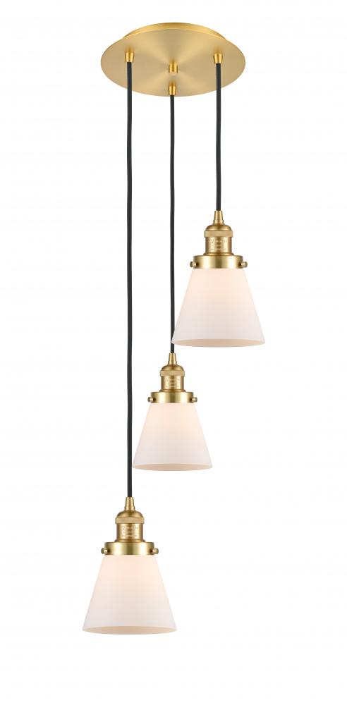 Cone - 3 Light - 13 inch - Satin Gold - Cord hung - Multi Pendant