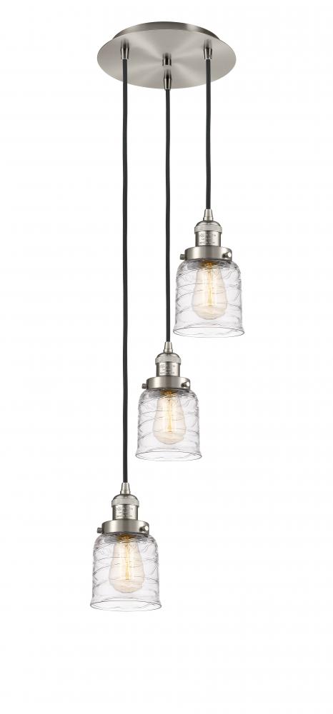 Bell - 3 Light - 12 inch - Brushed Satin Nickel - Cord hung - Multi Pendant