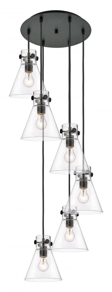 Newton Cone - 6 Light - 19 inch - Matte Black - Multi Pendant