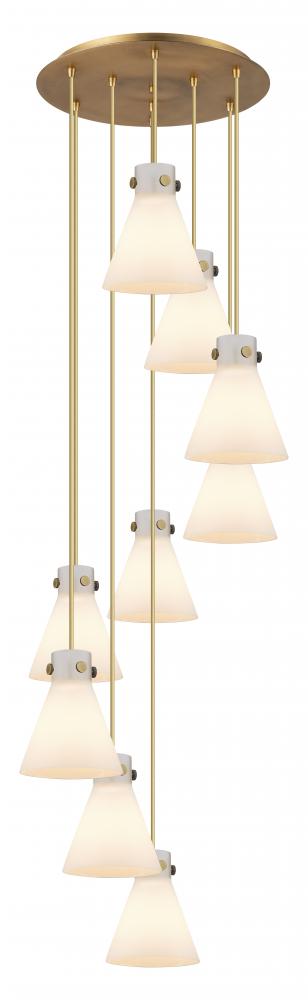 Newton Cone - 9 Light - 22 inch - Brushed Brass - Multi Pendant