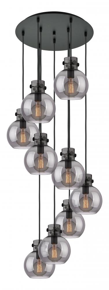 Newton Sphere - 9 Light - 22 inch - Matte Black - Cord hung - Multi Pendant