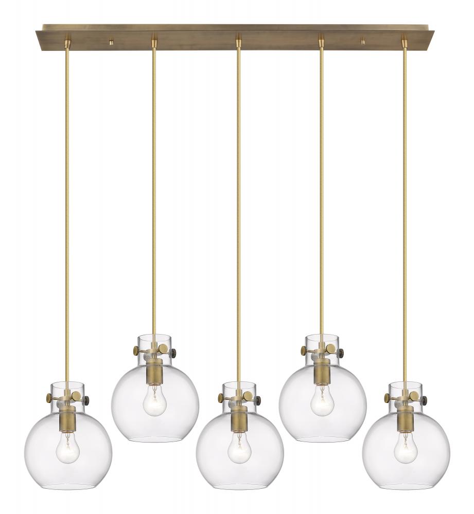 Newton Sphere - 5 Light - 40 inch - Brushed Brass - Linear Pendant