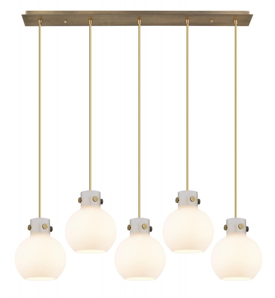 Newton Sphere - 5 Light - 40 inch - Brushed Brass - Cord hung - Linear Pendant