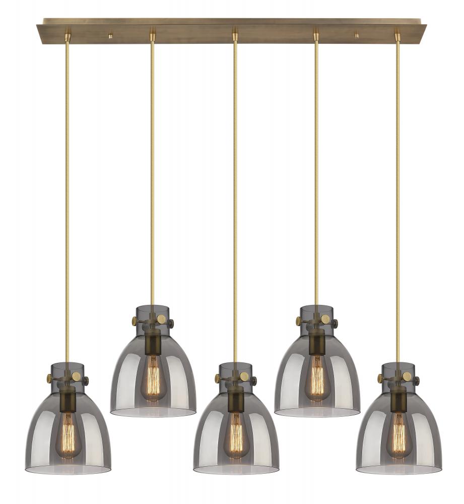 Newton Bell - 5 Light - 40 inch - Brushed Brass - Linear Pendant