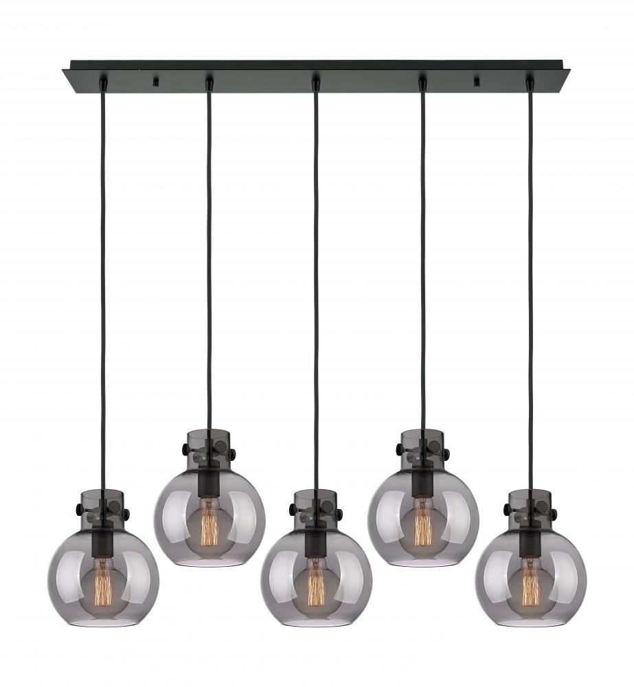 Newton Sphere - 5 Light - 40 inch - Matte Black - Cord hung - Linear Pendant