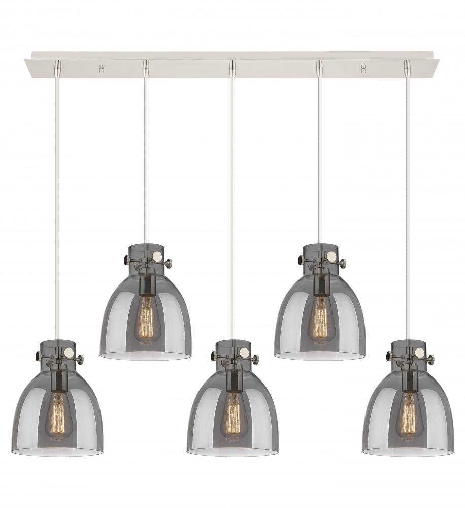 Newton Bell - 5 Light - 40 inch - Polished Nickel - Linear Pendant