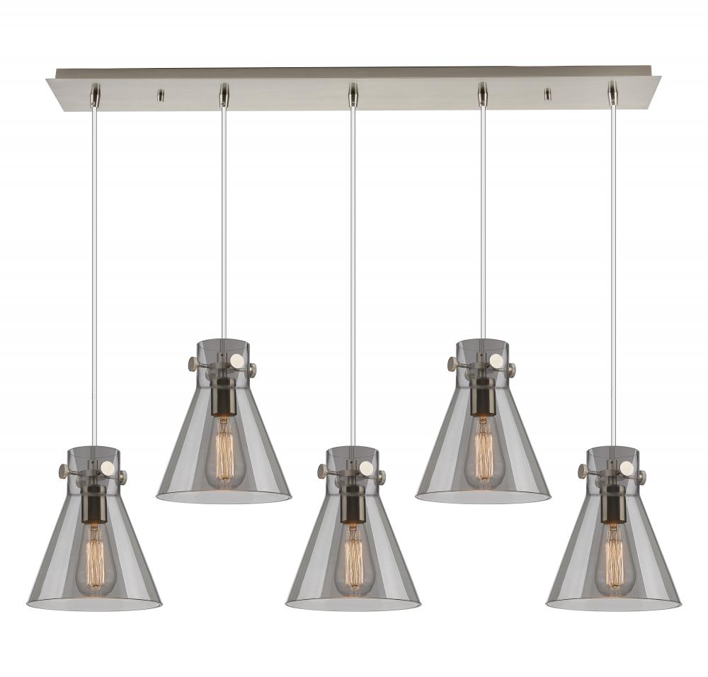 Newton Cone - 5 Light - 40 inch - Brushed Satin Nickel - Linear Pendant