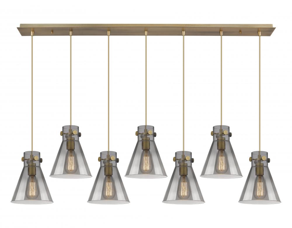 Newton Cone - 7 Light - 52 inch - Brushed Brass - Linear Pendant