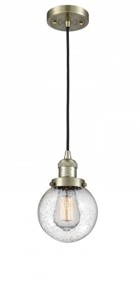 Beacon - 1 Light - 6 inch - Antique Brass - Cord hung - Mini Pendant