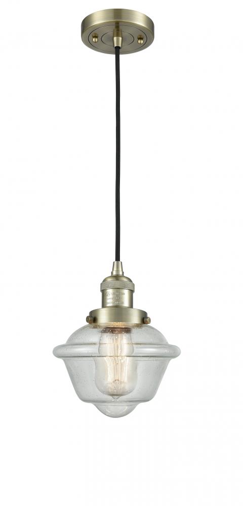 Oxford - 1 Light - 7 inch - Antique Brass - Cord hung - Mini Pendant