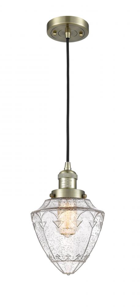 Bullet - 1 Light - 7 inch - Antique Brass - Cord hung - Mini Pendant