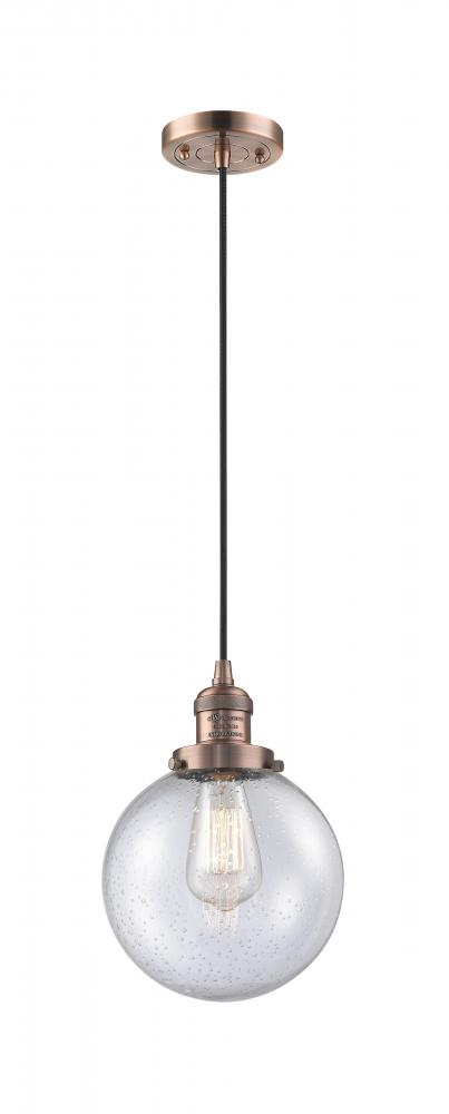 Beacon - 1 Light - 8 inch - Antique Copper - Cord hung - Mini Pendant