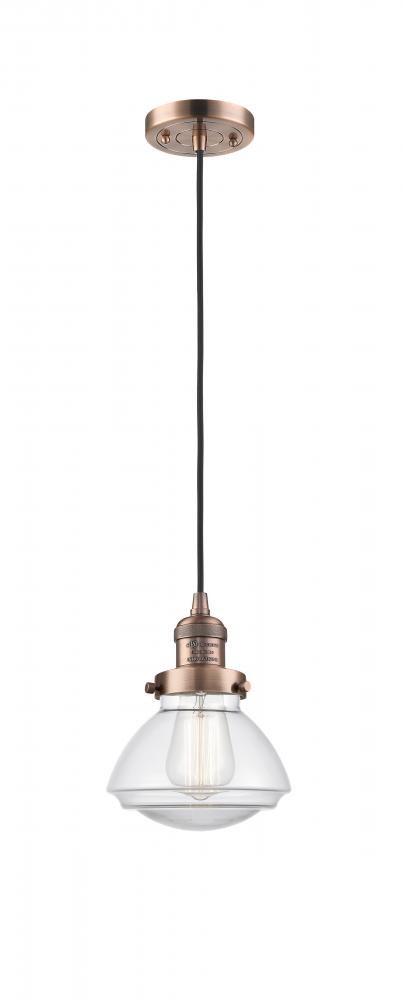 Olean - 1 Light - 7 inch - Antique Copper - Cord hung - Mini Pendant