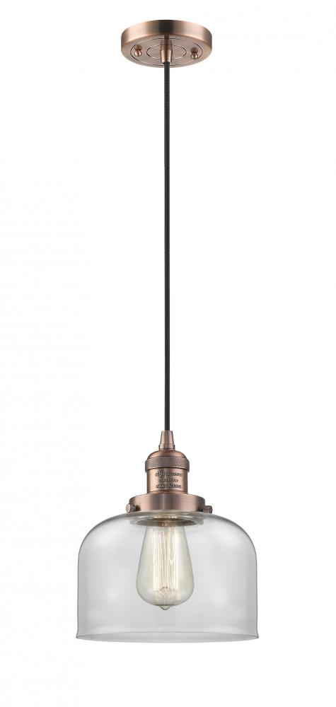 Bell - 1 Light - 8 inch - Antique Copper - Cord hung - Mini Pendant